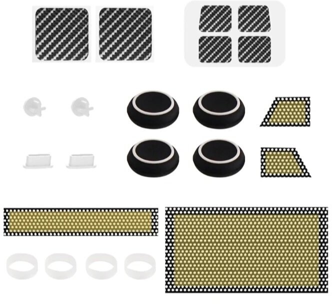 Защитный набор аксессуаров для Steam Deck на 22 предмета (сеточки наклейки накладки стиков заглушки) белый