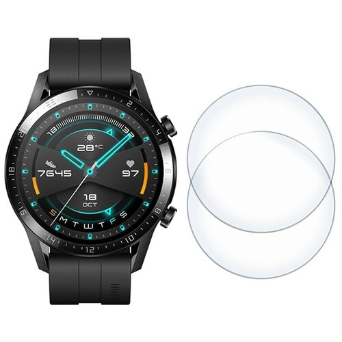 Стекло защитное гибридное Krutoff для смарт часов Huawei Watch GT 2 Sport (46mm) 2 шт.