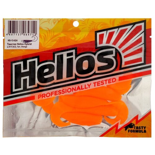 твистер helios hybrid white 8 см 7 шт hs 14 001 комплект из 8 шт Твистер Helios Hybrid Orange, 7 см, 7 шт. (HS-13-024)