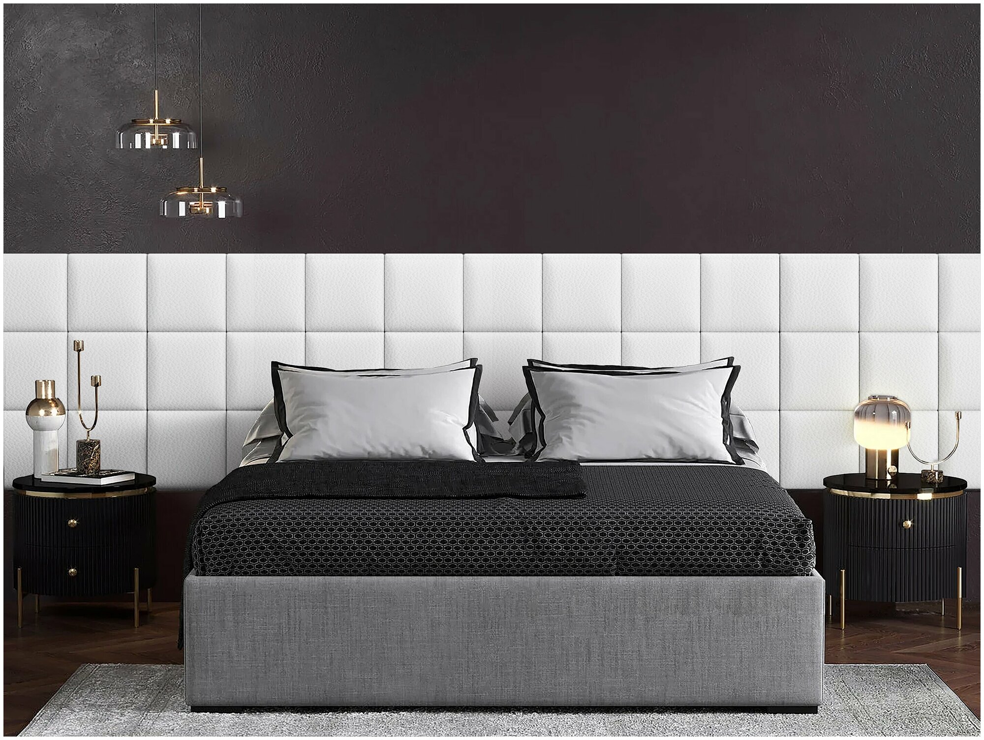 Панель кровати Eco Leather White 30х30 см 1 шт. - фотография № 1