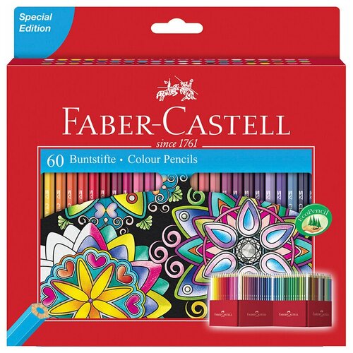 фото Карандаши цветные faber-castell, 60цв., заточен., картон. подставка, европодвес promarket