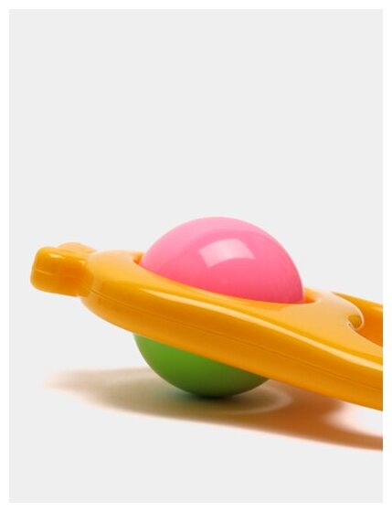 Погремушка Полесье Груша желтая груша розово-зеленый шар - фото №5