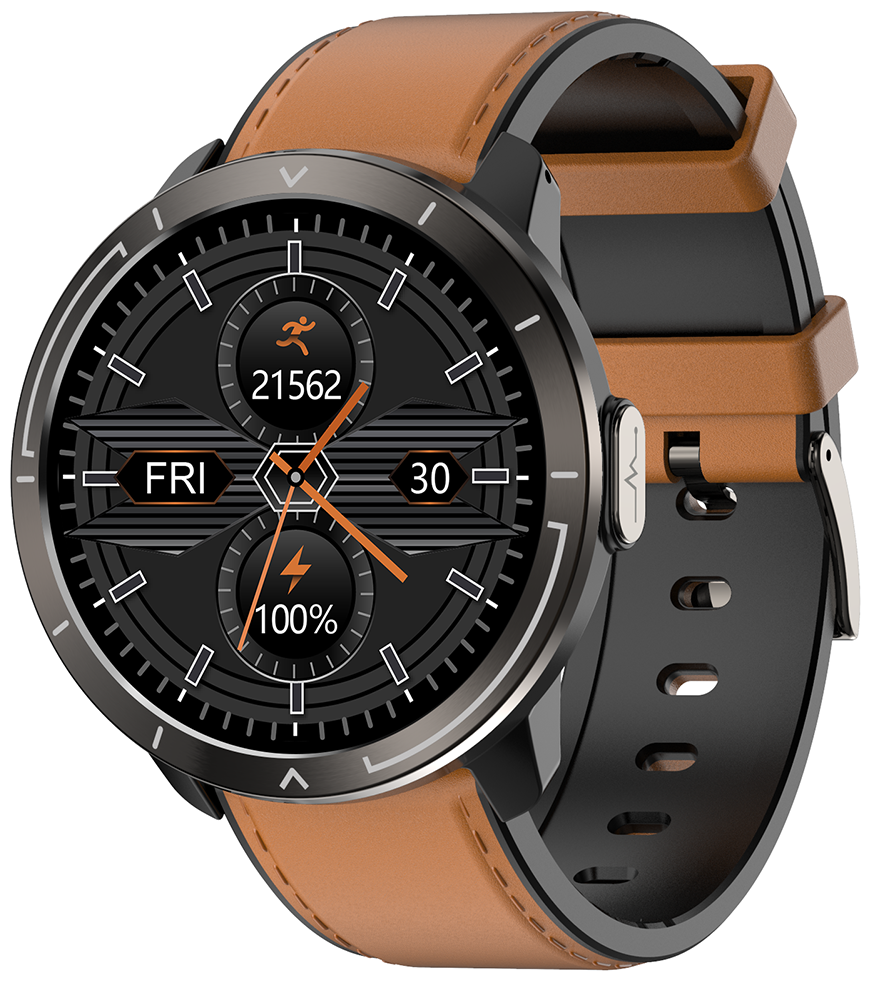 Часы Smart Watch M18plus GARSline черные (ремешок коричневая кожа)