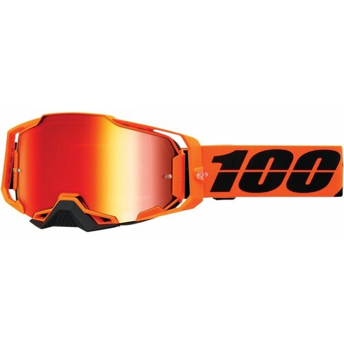 Кроссовые очки, маска 100% Armega GOGGLE CW2, оранжевые, с красным зеркальным стеклом.