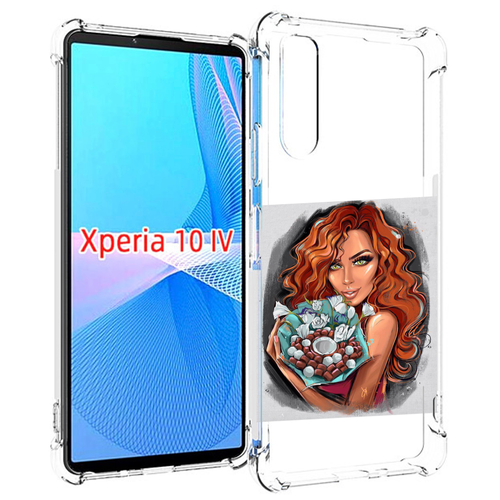 Чехол MyPads девушка-с-кокосовым-букетом женский для Sony Xperia 10 IV (10-4) задняя-панель-накладка-бампер