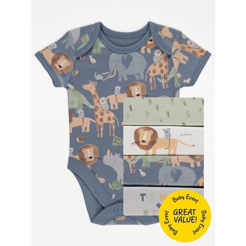Боди с коротким рукавом и принтом, George, 62-68 (3-6мес), 5шт