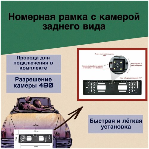 Номерная рамка с камерой заднего вида / Камера заднего вида для авто