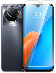 Защитное стекло на Infinix Note 12 (2023) (Инфиникс Нот 12 2023 г) гибридное - пленка + стекловолокно на Экран и Камеру прозрачное Hybrid Glass Miuko