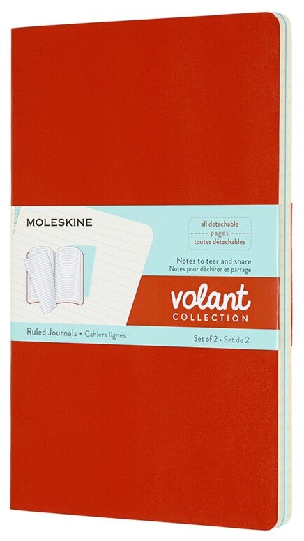 Блокнот Moleskine Volant, 96стр, в линейку, мягкая обложка, оранжевый [qp721f16b24]
