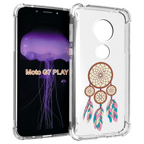 Чехол MyPads ловец снов бежевый для Motorola Moto G7 Play задняя-панель-накладка-бампер