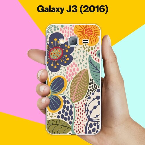 Силиконовый чехол на Samsung Galaxy J3 (2016) Цветы / для Самсунг Галакси Джи 3 2016 ультратонкий силиконовый чехол накладка для samsung galaxy j3 2016 с принтом яркие цветы