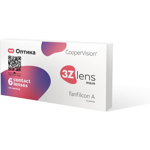 Купить Контактные линзы CooperVision 3Z lens Aqua, 6 шт., R 8, 4, D -1, 25, прозрачный, 1 уп., бесцветный/прозрачный, фанфилкон а