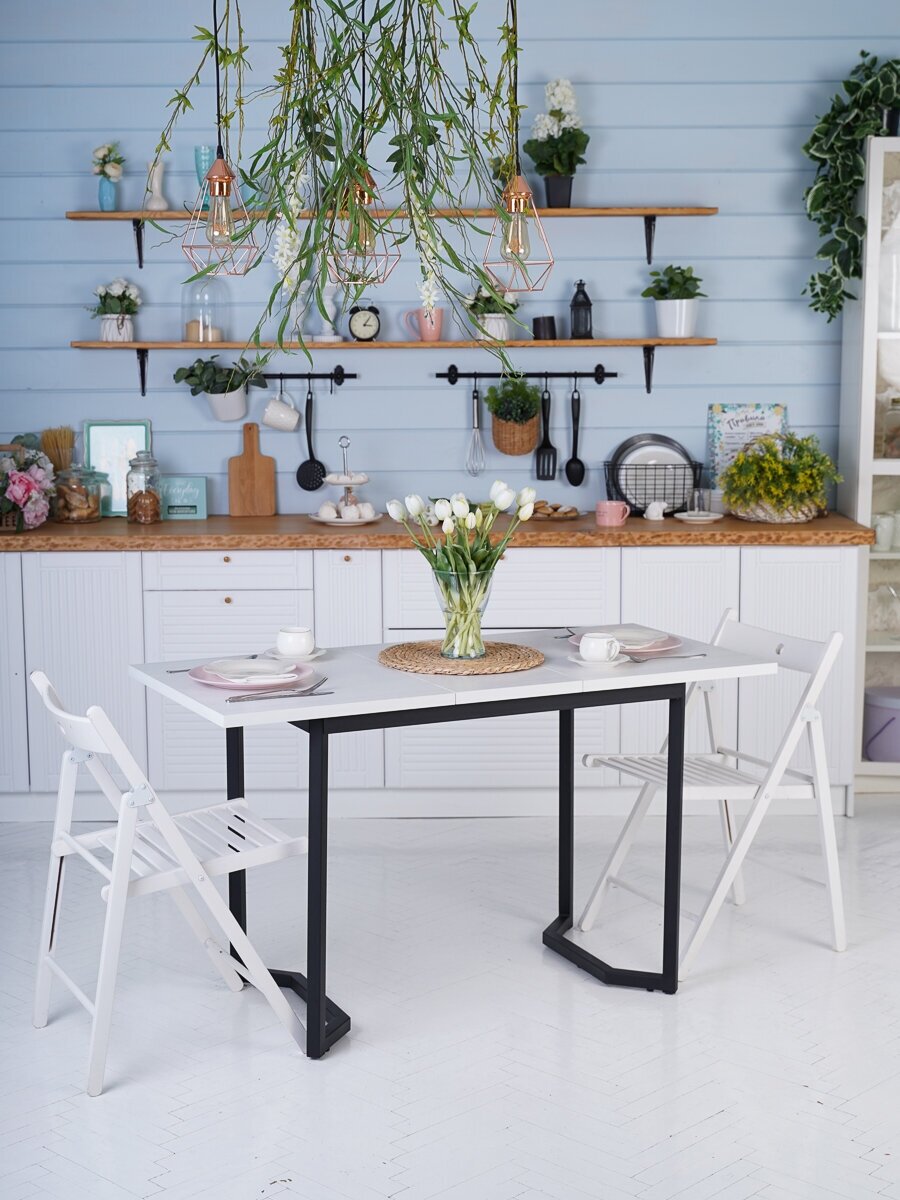 Стол кухонный обеденный раздвижной Алекс, выбеленное дерево, 100/130х60х75 см.