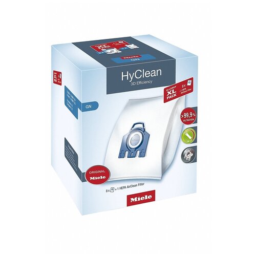 Miele Комплект GN Allergy XL HyClean 3D, 8 шт+ фильтр HEPA HA50 комплект мешков hyclean 3d fjm 5шт комплект для пылесоса miele 10632910 07805100 9153490