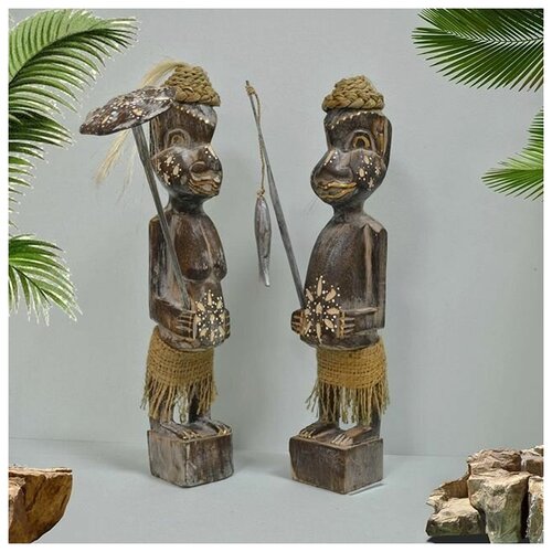 Статуэтка Папуас, пара, высота 33см, дерево, Индонезия