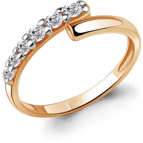 фото Кольцо diamant online, золото, 585 проба, фианит, размер 17, бесцветный