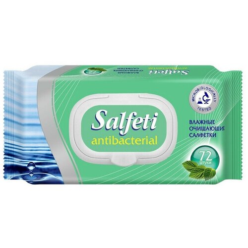 salfeti салфетки влажные antibacterial антибактериальные 72 шт 2 уп SALFETI Салфетки влажные Antibac антибактериальные, 72 шт/уп