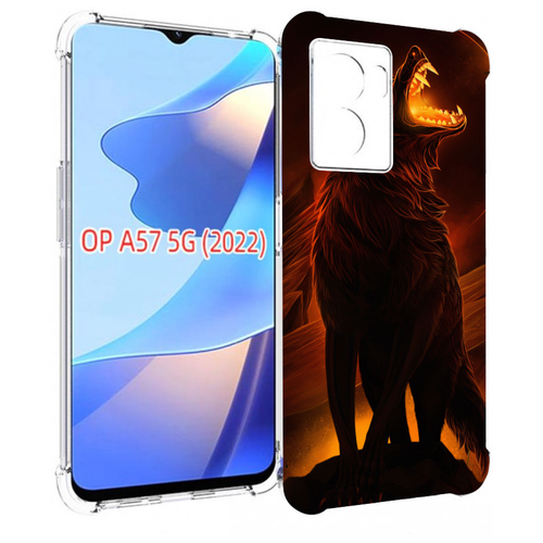 Чехол MyPads волчара с огнем внутри для OPPO A57 5G(2022) задняя-панель-накладка-бампер