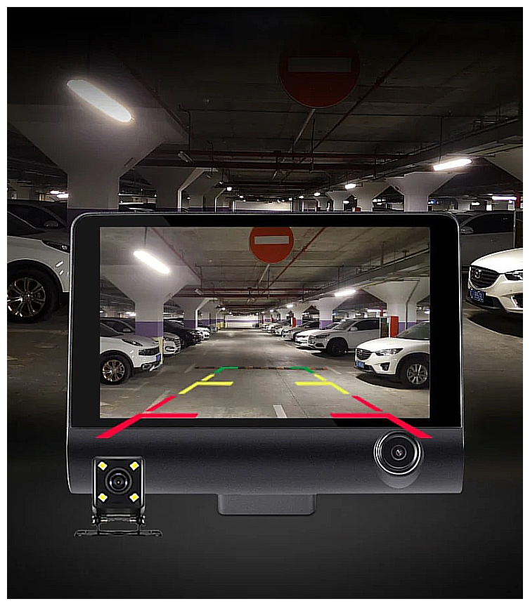 Автомобильный видеорегистратор 3в1 FullHD 1080P WDR ночное видение/Одновременная запись с 3 камер/4"IPS дисплей/Быстрая карта памяти 64Gb в комплекте