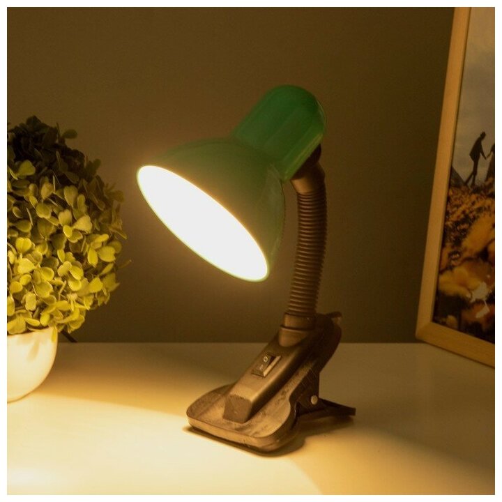 Лампа настольная Е27, с выкл. на зажиме (220В) зеленая (108В) RISALUX 739282 - фотография № 13