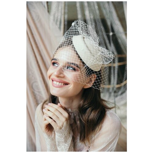 Вуалетка, Шляпка таблетка с вуалью, вуалетка белая, вуалетка шляпка, свадебная шляпка, свадебная шляпка с вуалью,свадебная вуалетка