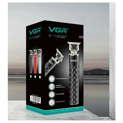 Триммер для бороды и усов VGR Professional V-170, черный триммер для бороды и усов vgr professional v 170 черный