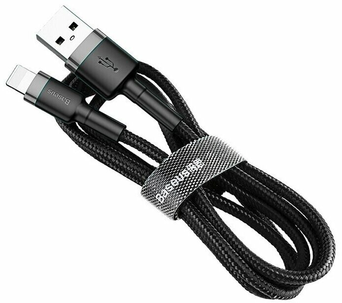 Кабель Baseus Cafule special edition USB - Lightning (CALKLF) 2 м, черный/серый — фото 1