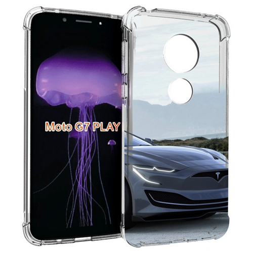 Чехол MyPads тесла tesla 2 мужской для Motorola Moto G7 Play задняя-панель-накладка-бампер