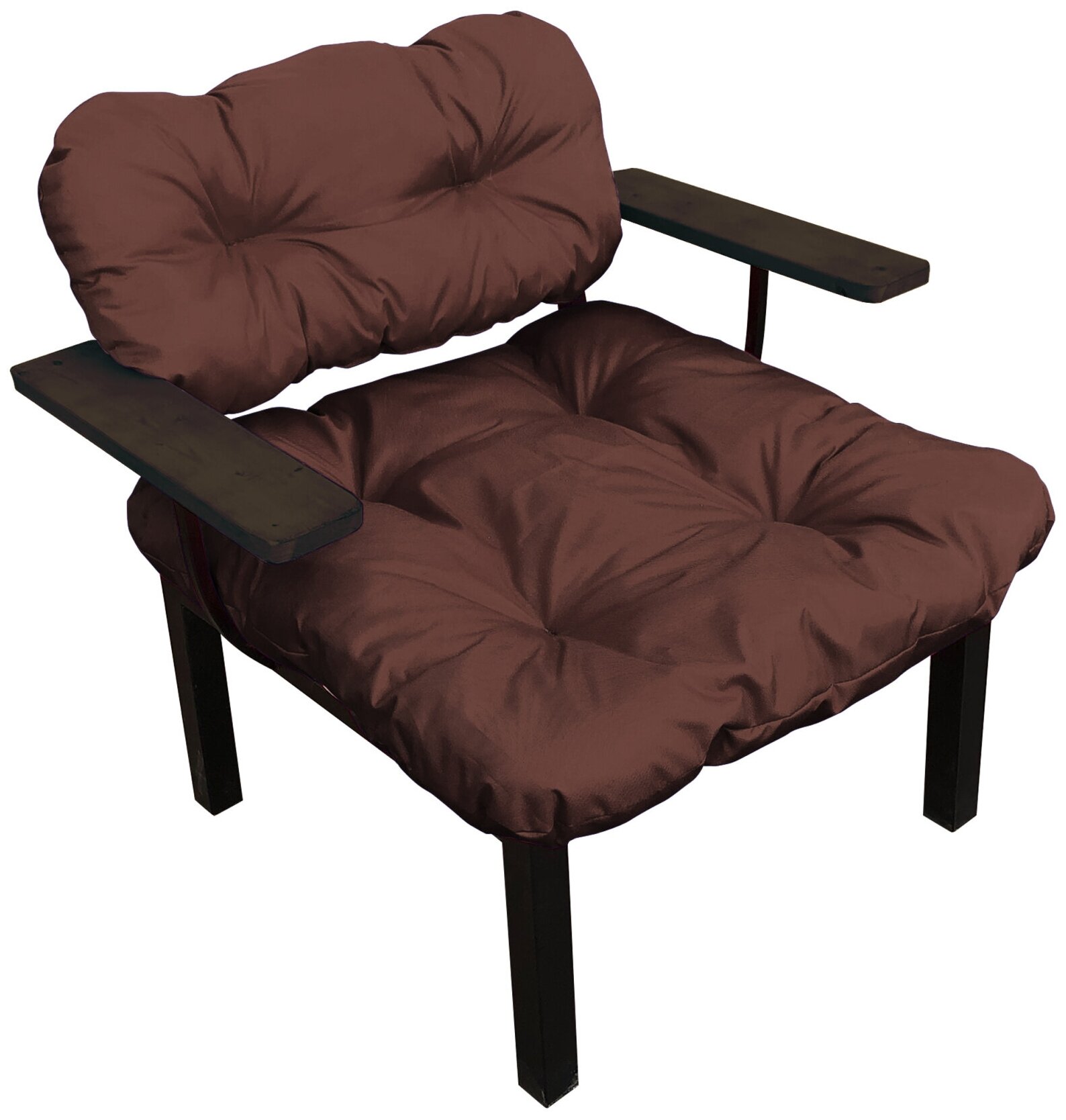 Кресло дачное, коричневая подушка - фотография № 1