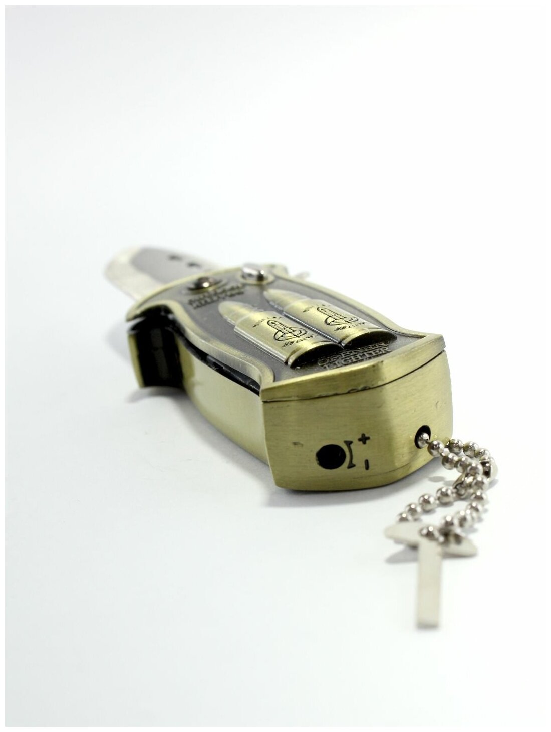 зажигалка газовая открывашка + нож, с турбонаддувом, цвет бронза - фотография № 4