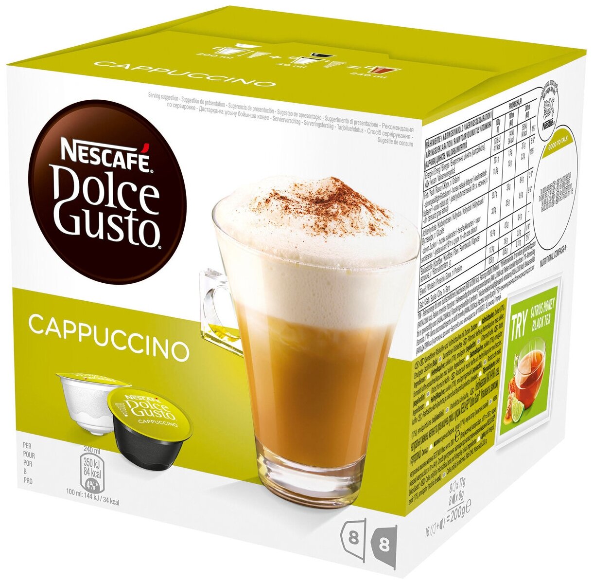 Кофе в капсулах Nescafe Dolce Gusto Cappuccino, 48 капсул (3 уп х 16 шт)