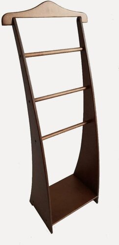 Изображение товара Вешалка напольная деревянная Милтрис // Рейл из дерева // Для одежды, обуви, пиджака, платья // Без колесиков // С плечиками