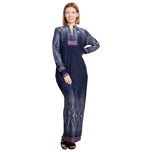 фото Платье-лапша lilians, вискоза, прямой силуэт, макси, карманы, размер 46, фиолетовый, синий