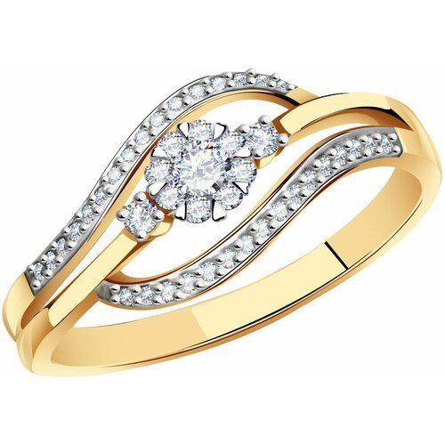 фото Золотое кольцо александра 1011652сбк с бриллиантом diamant-online