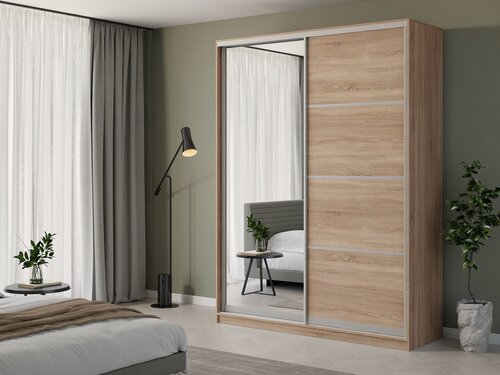 Изображение товара Шкаф купе Матэрна для одежды Сонома + зеркало 180 х 58 х 240 см