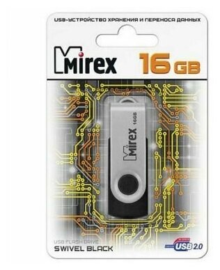 Накопитель USB 2.0 16GB Mirex SWIVEL 13600-FMURUS16 USB 16GB Mirex SWIVEL чёрный (ecopack)