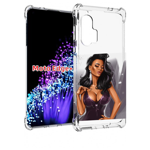 Чехол MyPads нарисованная-девушка-в-фиолетовом-платье женский для Motorola Edge+ Plus задняя-панель-накладка-бампер