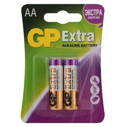 Батарейка GP Extra Alkaline 15AX LR6 1.5V, 2шт, size AA батарейка gp aa super alkaline lr6