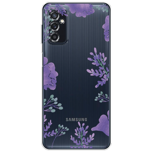 Силиконовый чехол на Samsung Galaxy M52 / Самсунг Галакси M52 Сиреневая цветочная рамка, прозрачный матовый силиконовый чехол на samsung galaxy m52 самсунг галакси m52 розовая цветочная рамка черный