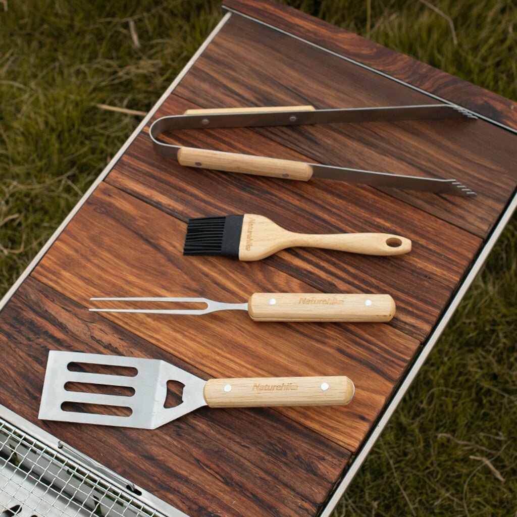 Набор посуды Naturehike Four-piece barbecue tool set Wood/Stainless Steel Color - фотография № 3