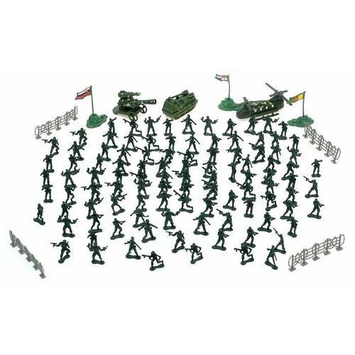 фото Военный набор солдатиков + техника + баррикады и флаги нет бренда