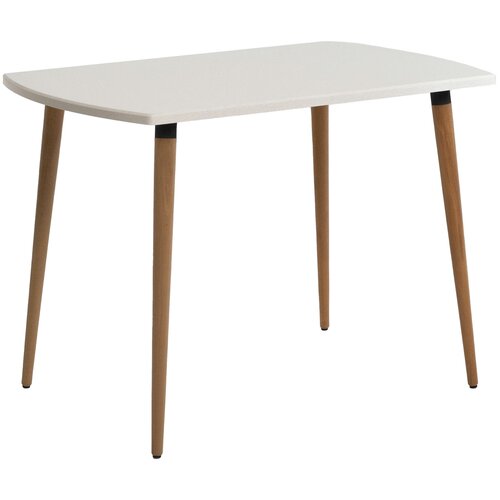 Стол кухонный с прямоугольной столешницей и овальными торцами белый, массив дерева - бук/темный лак