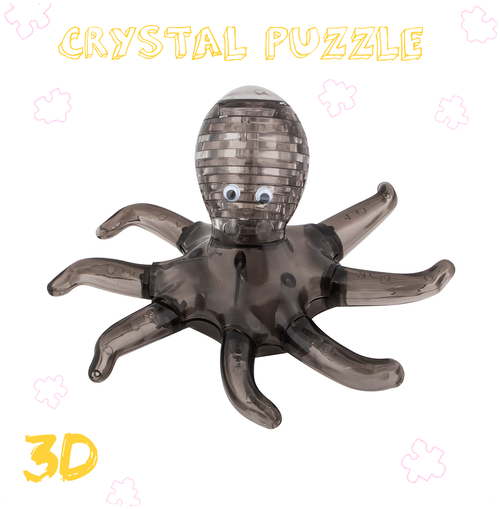 Головоломка 3D Осьминог прозрачная / Crystal puzzle 26 деталей подарок ребенку, мальчику, девочке в школу, дочке, сыну, подарочный набор