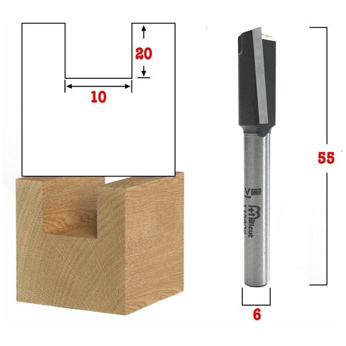 Фреза для петель и замков Z2+1 D=10x20x55 S=6 Millcut 115602