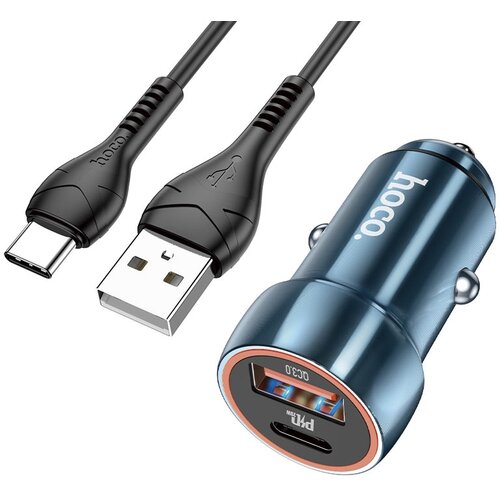 Зарядный комплект Hoco Z46A Blue whale + кабель USB Type-C, 20 Вт, синий зарядный комплект hoco z46 blue shield 18 вт металлик