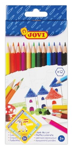 Карандаши цветные JOVI (Испания) 12 цветов шестигранные заточенные картонная упаковка, 3 шт