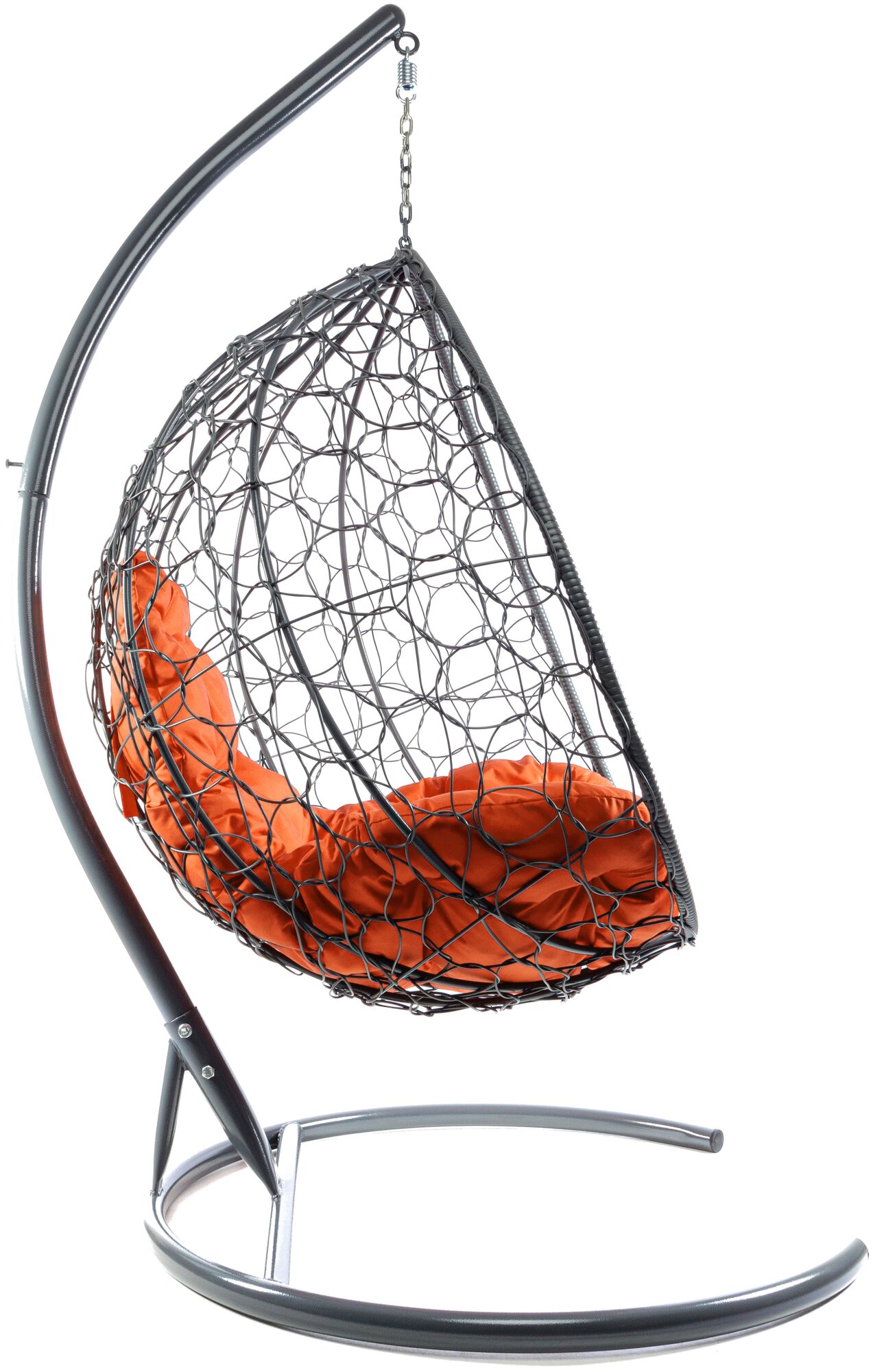 Подвесное кресло m-group капля ротанг серое, оранжевая подушка - фотография № 5