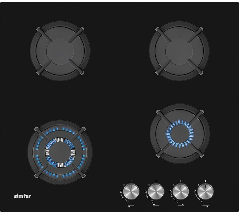 Газовая варочная панель Simfer H60N41B571 (газ-контроль, WOK-конфорка)