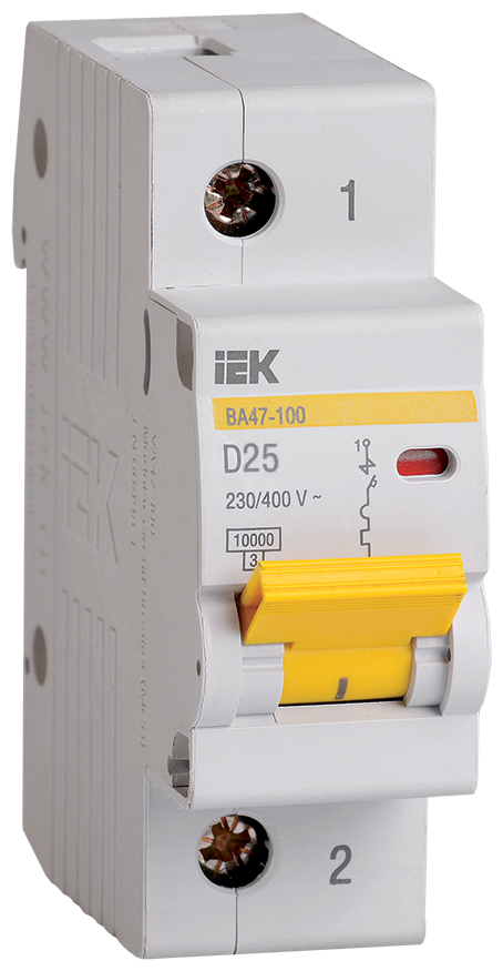 Автоматический выключатель IEK ВА 47-100 1P 25А (D) 10кА, MVA40-1-025-D