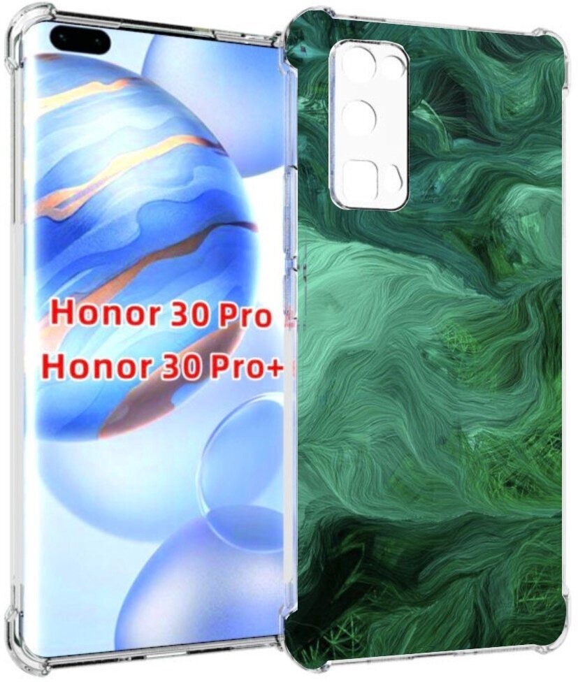 Чехол задняя-панель-накладка-бампер MyPads зеленые нити для Huawei Honor 30 Pro/Honor 30 Pro plus + (EBG-AN10) противоударный
